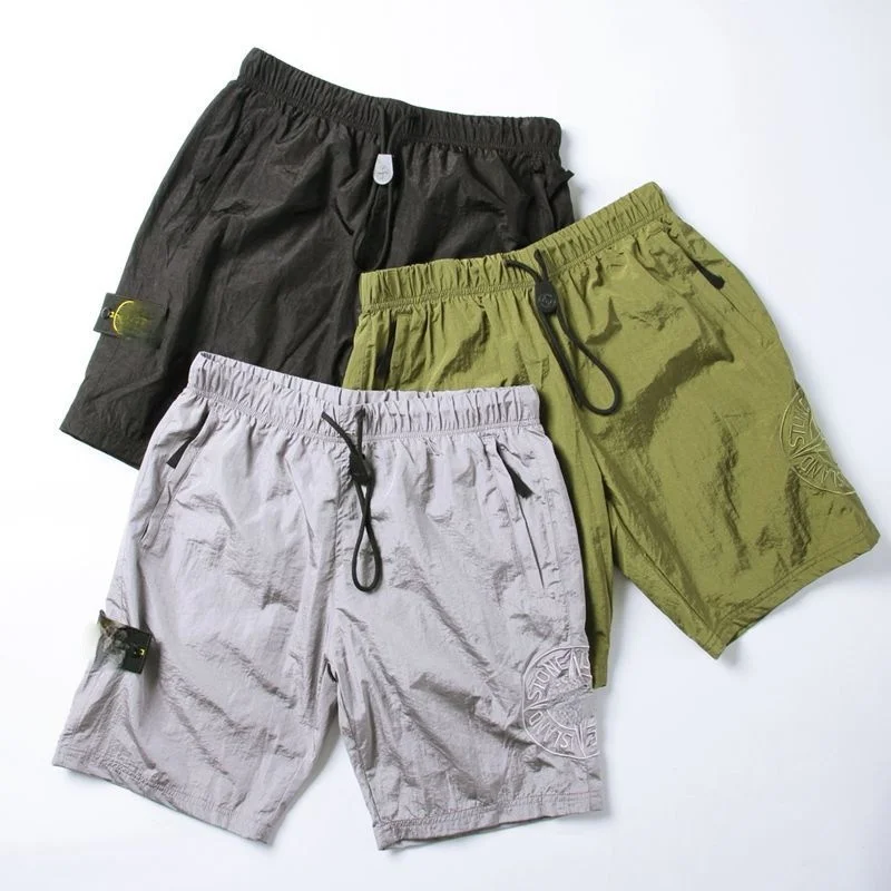 

European and American 1:1 Stone Shorts Men Loose Sports Leisure Metal Nylon Pants Embroidered Island