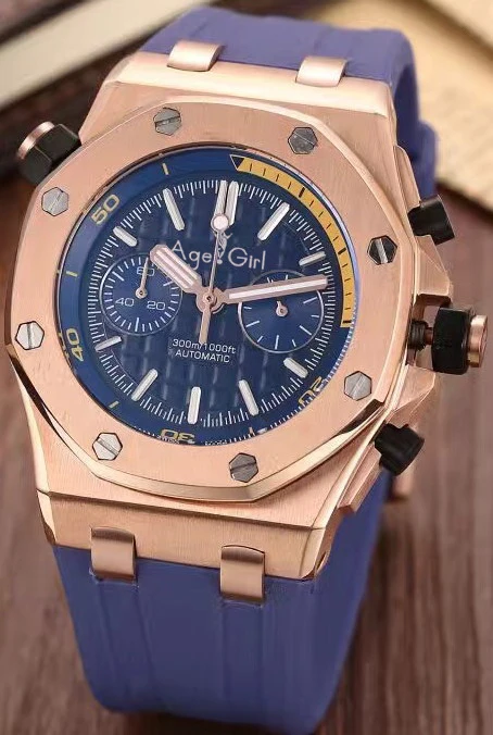 

Classic New Men Sport Watches Stainless Steel Rose Gold Silver Black Rubber Luminous Chronograph Sapphire Limited Watch AAA