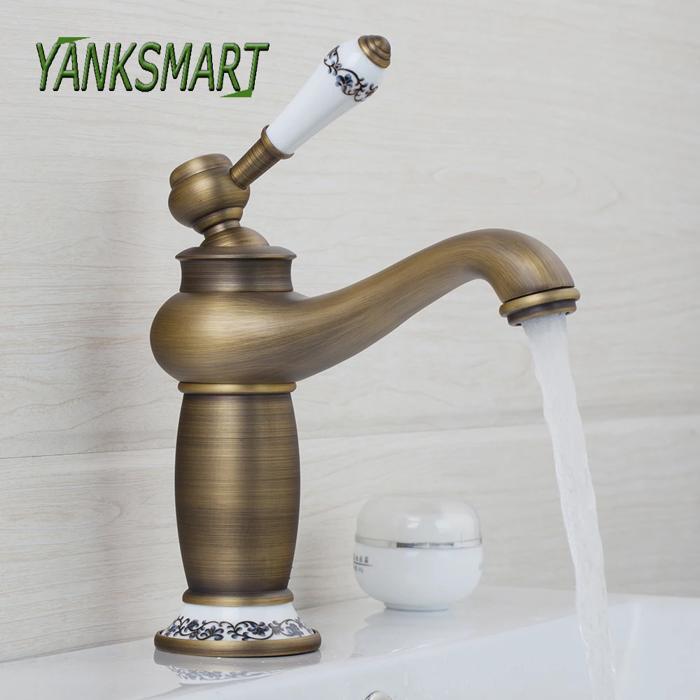 YANKSMART античный бронзовый смеситель для ванной комнаты крепление на раковину