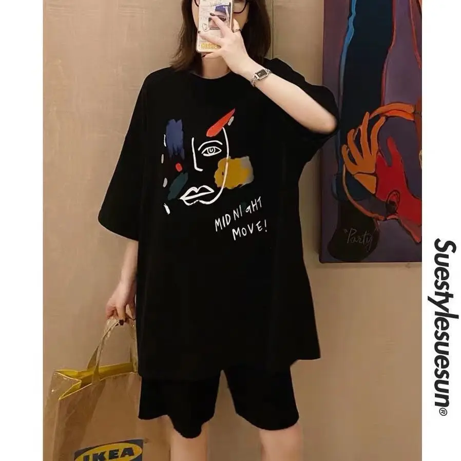 

Capris women's loose summer leisure sports shorts thin high waist large size knitted ice silk wide leg pants