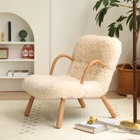 cx single seat sofa chair light luxury solid wood nordic leisure chair wingback chair lamb wool lazy sofa