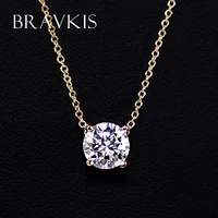 bravekiss simple round crystal necklace pendants charms collares necklaces link chains for women rose gold color bijoux bjn0116