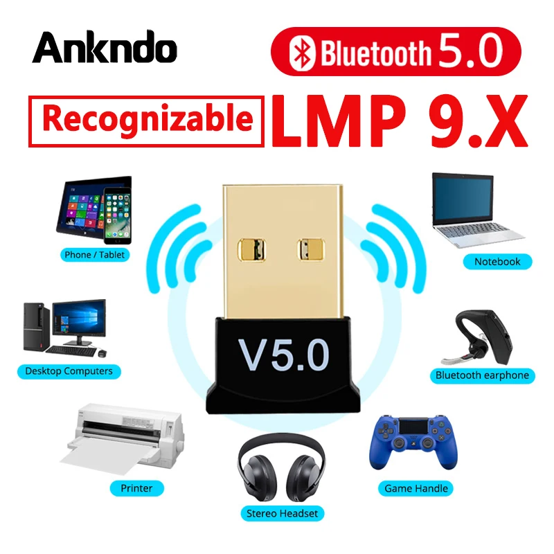 

Bluetooth 5.0 Receiver USB Wireless Bluetooth Adapter Audio Dongle Sender for PC Computer Laptop Earphone LMP9.X USB Transmitter