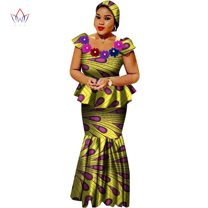 13 African Bazin Riche Dresses for Women Set Clothes Skirt Top Sets for Women High Waist Skirt Long African Skirt Plus Size WY2564 - Цвет: 13