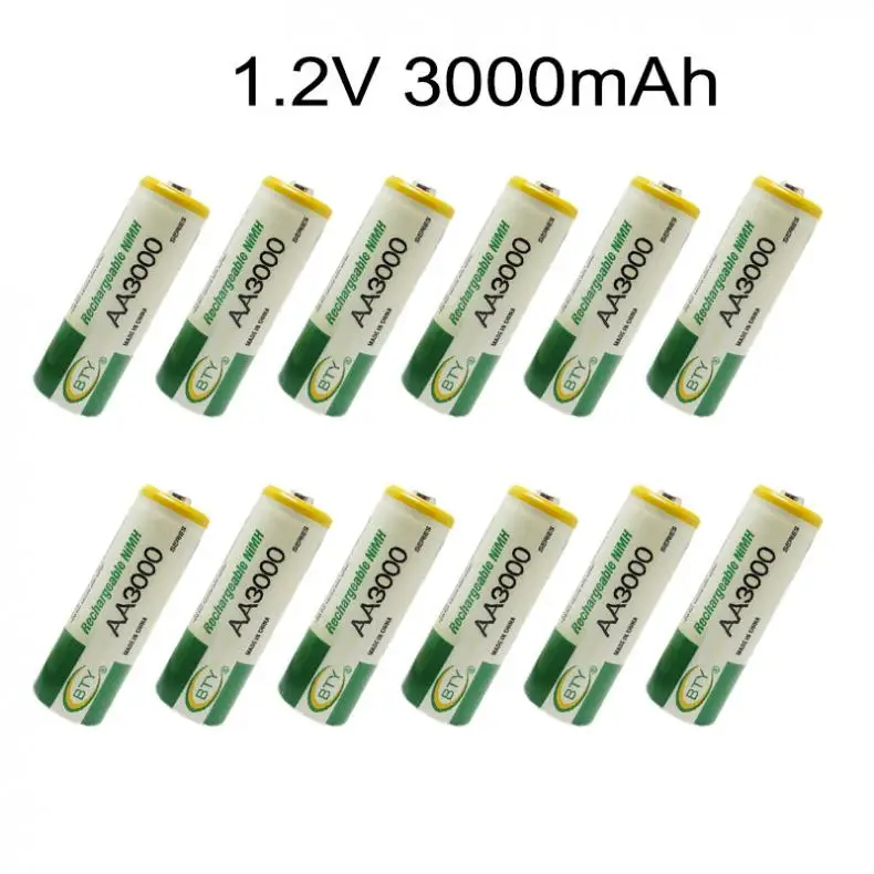 12 шт./лот AA батарея 3000mah 1 2 V перезаряжаемые ni-mh батареи с 1000 циклом для