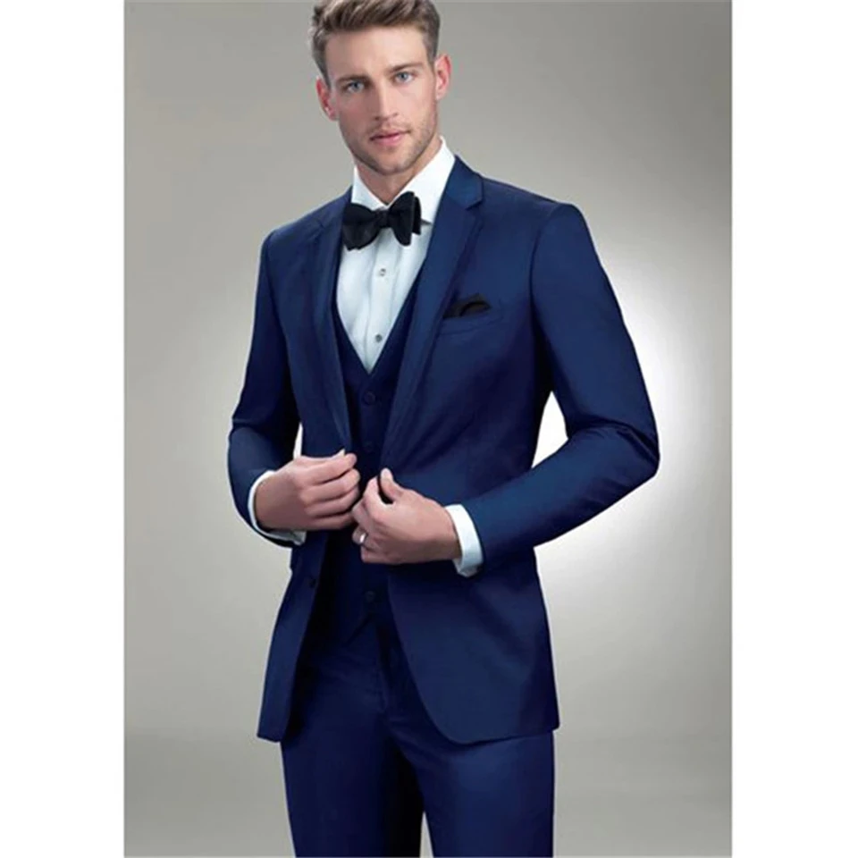 

High Quality Men’s Suit Smolking Noivo Terno Slim Fit Easculino Evening Suits For Men Navy Blue Groom Style Tuxedo Custom Prom