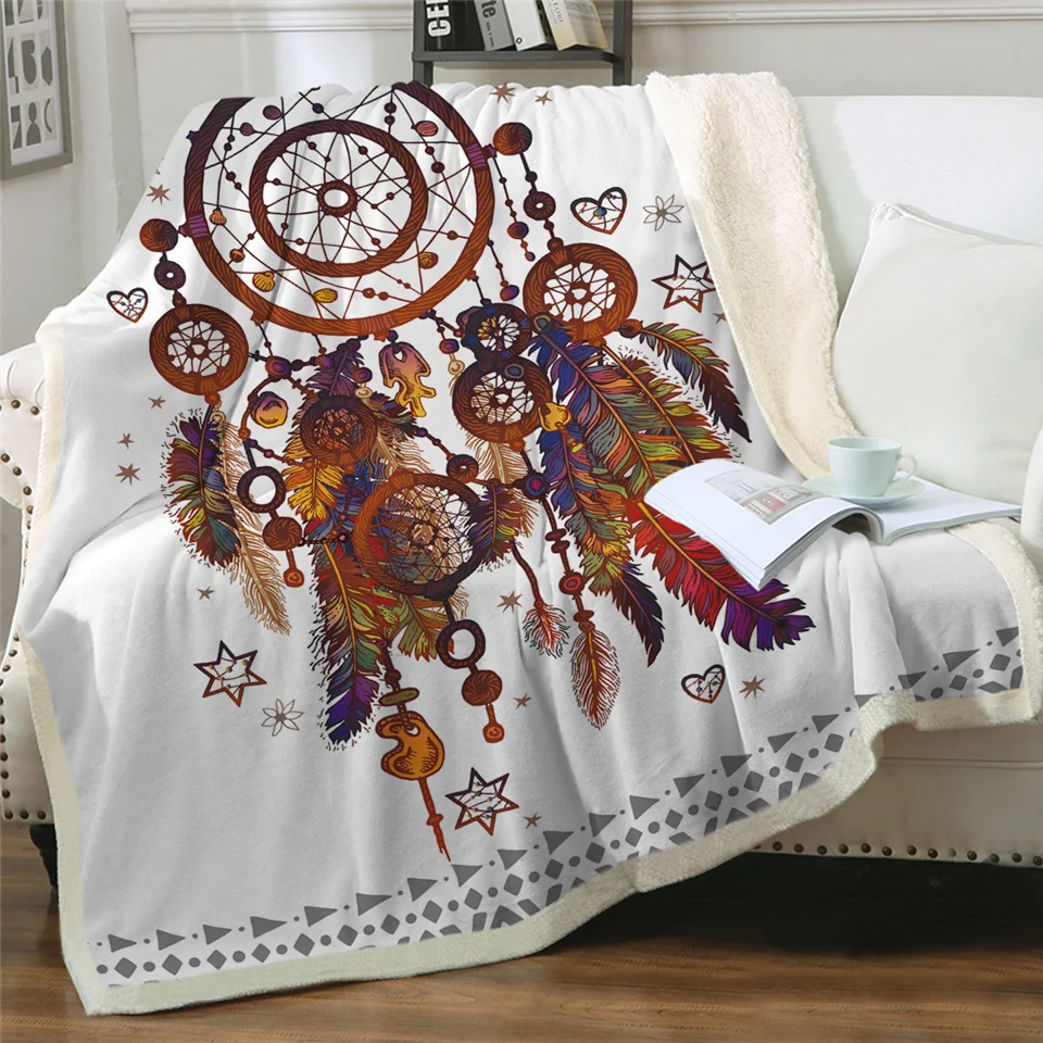 Постельные принадлежности Outlet Dreamcatcher коллекция шерпа одеяло Цветочный шикарный плюшевый плед на диван богемный Тонкий Стёганое одеяло Мандала постельные принадлежности