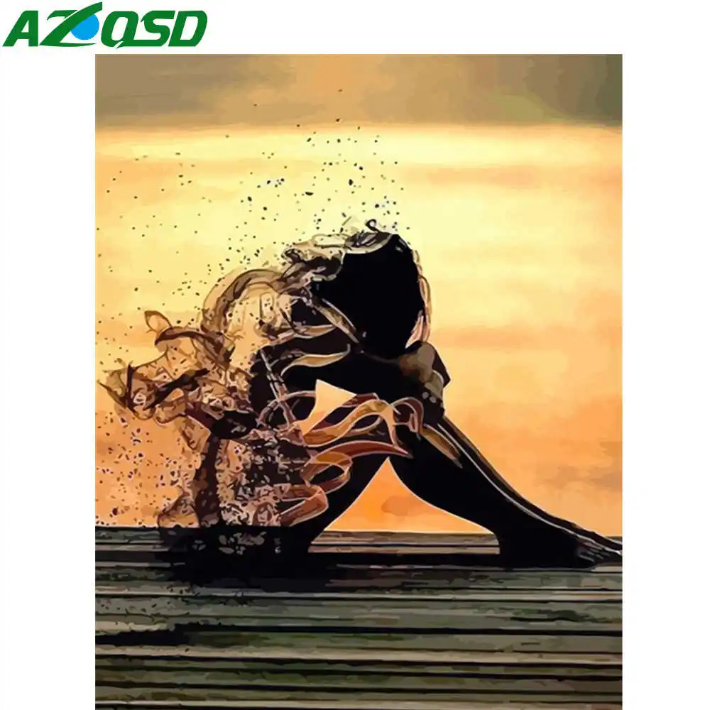 

AZQSD Painting By Numbers Girl HandPainted Picture Oil Painting By Numbers Home Decoration Gift Wall Art Kits Drawing Canvas