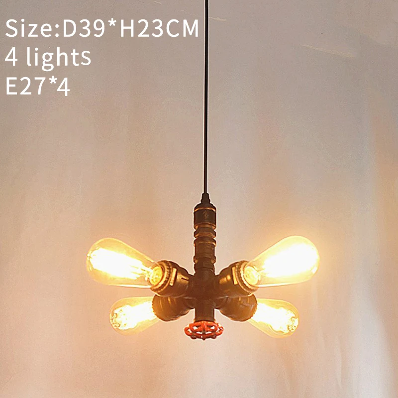 Промышленные люстры для водопроводных труб ретро Античная бронзовая люстра