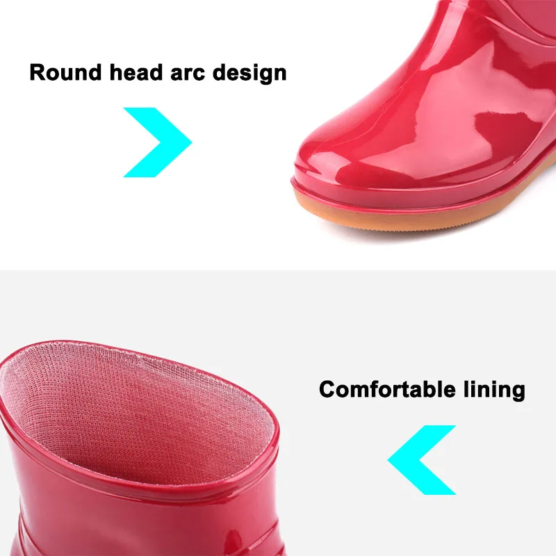 Женские нескользящие резиновые сапоги модные износостойкие водонепроницаемые