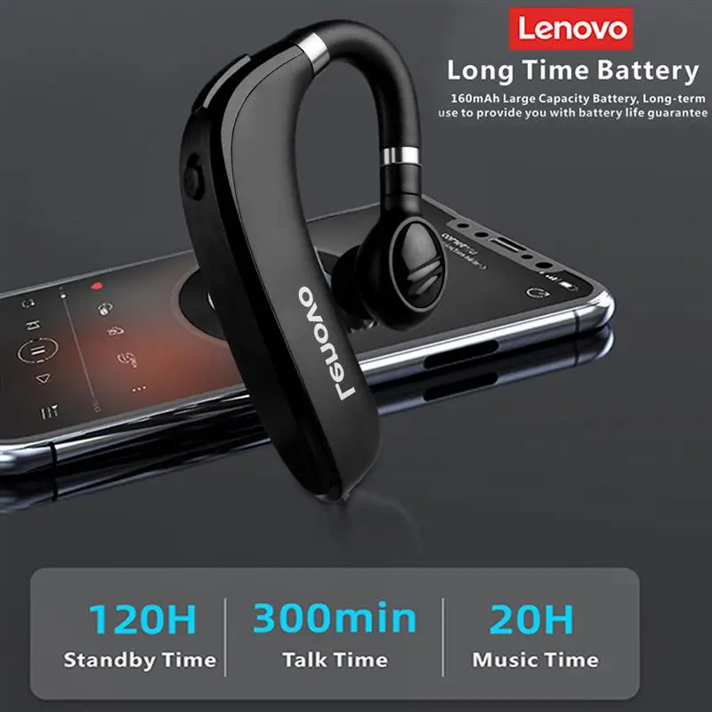 

Original Lenovo HX106 Bluetooth Wireless Earphone Waterproof Ear Hook Headset For Meeting Driving Busines Noise Reduction Earbud
