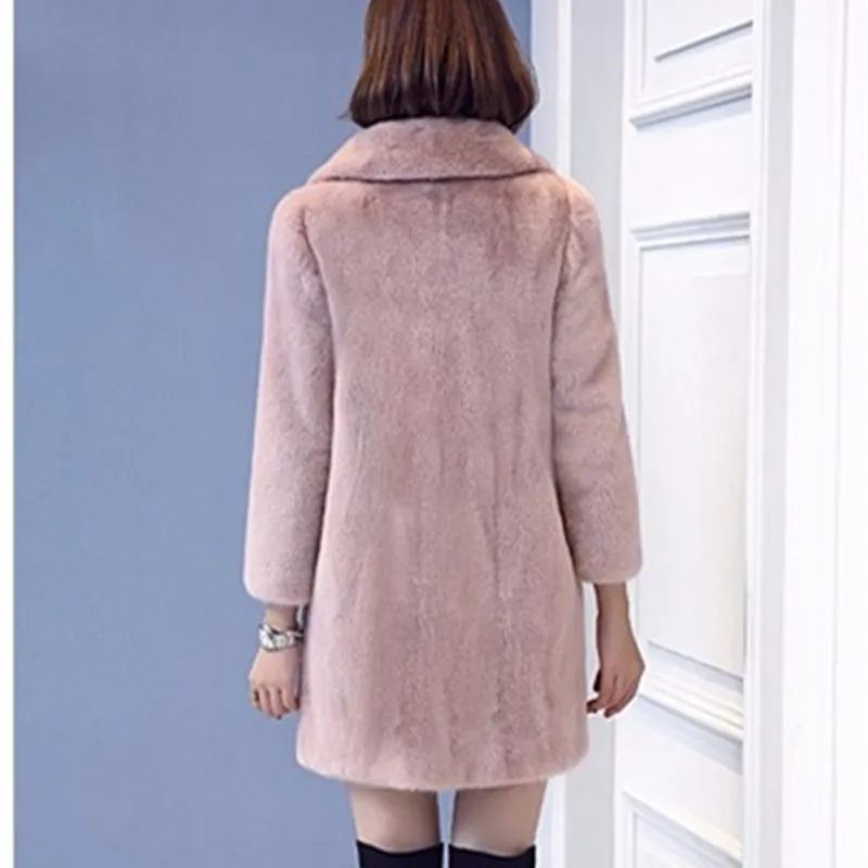 Autumn And Winter Fur Coat Women 2021 New Mid-length Thick Warm Mink Suit Temperament Ladies Jacket Faux Fur Thick Warm Slim