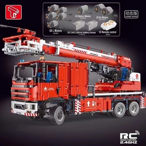 

T4008 4629PCS Moc High-Tech Water Jet Fire Truck Engineering Electric Remote Control Assembly Bricks Building Blocks Adult Toys