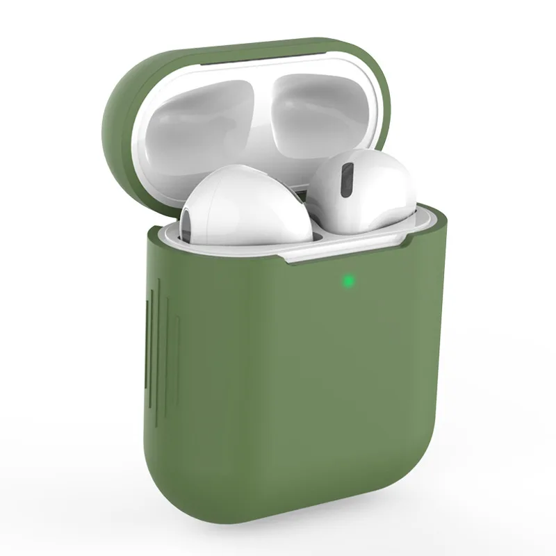 Mustard green Силиконовый дешевый цветной защитный чехол для Apple AirPods с защитой от падения, беспроводной bluetooth-наушник с зарядным устройством - Цвет: Mustard green
