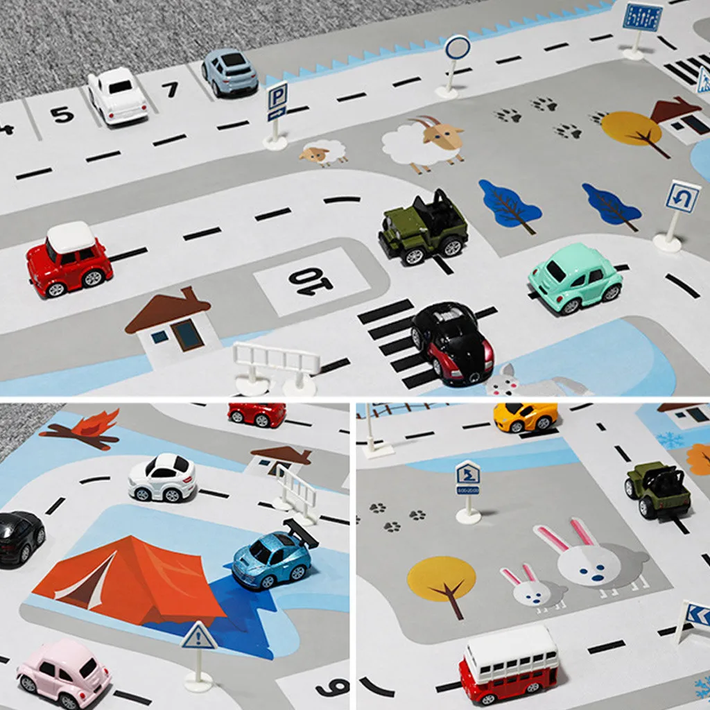 

130*100cm Taffic Highway Map Play Mat Modern Style Kids Portable Car City Scene Road Carpet Educational Toys For Children Games