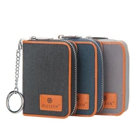 baellerry men women card holder small zipper wallet solid coin purse accordion design id business credit card bags canvas bags