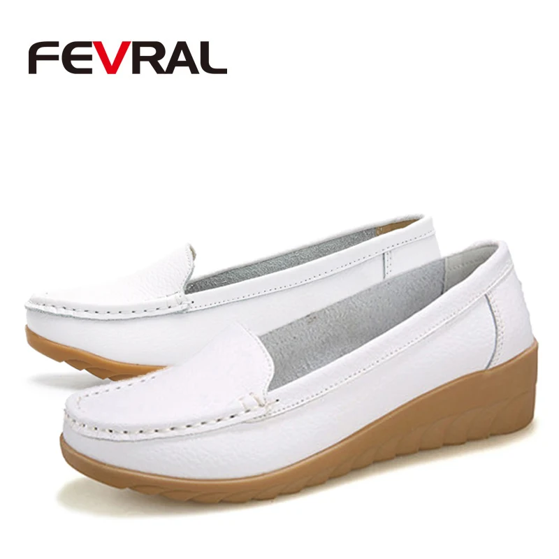 FEVRAL женская обувь модные мягкие кожаные женские туфли на плоской подошве летние