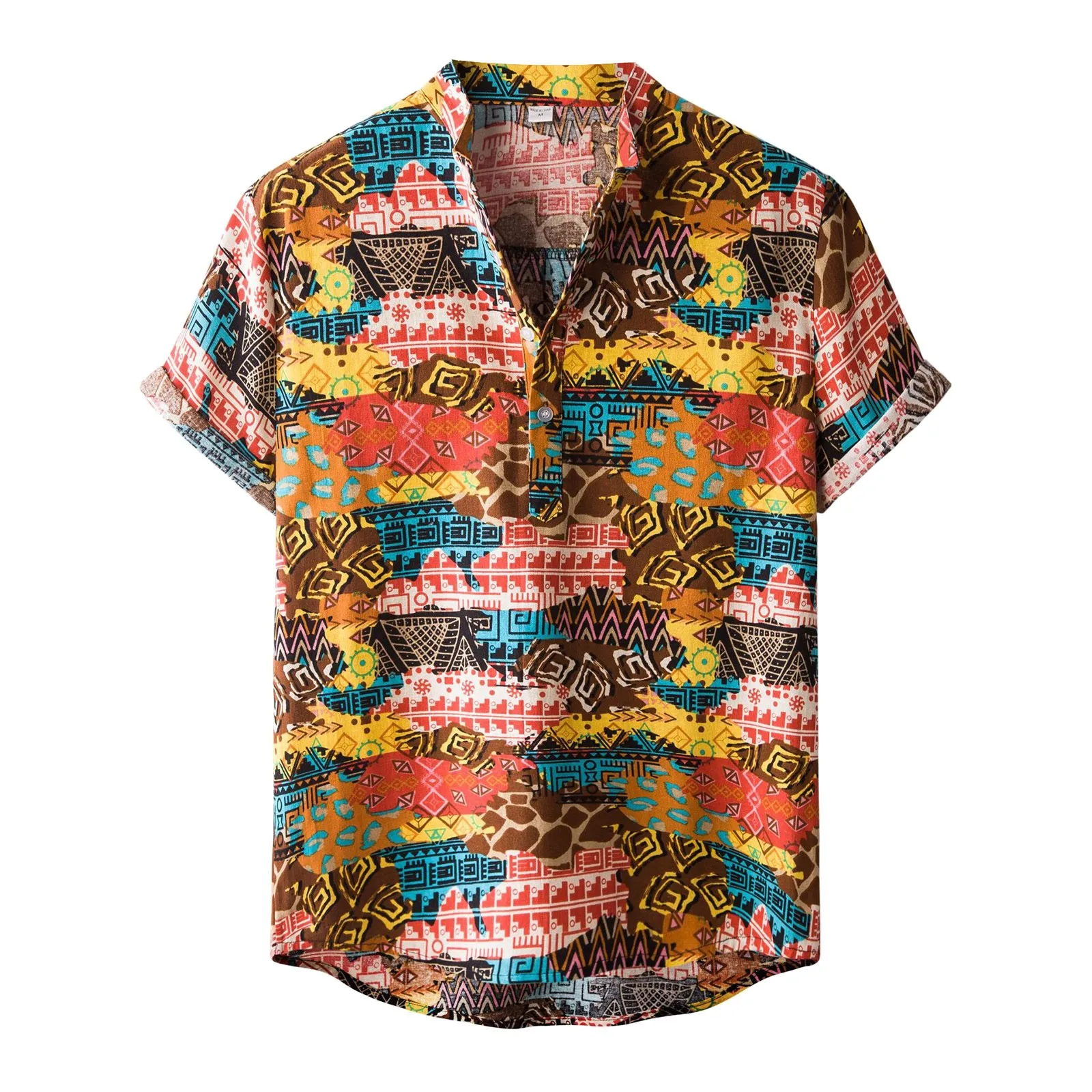 

New Casual Men's Summer Comfy Shirt Fashion Cotton Linen Printed Short Sleeve Top Blouse High Quality Daily Shirt Camisas 2021