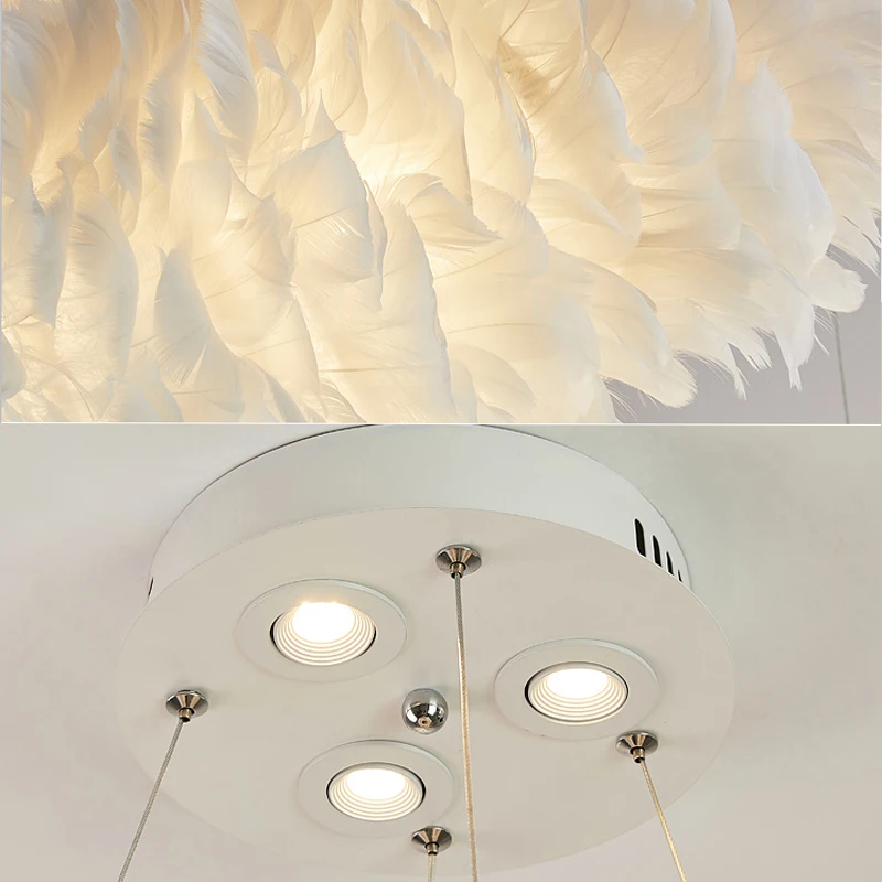 Люстра с перьями простой современный светильник для гостиной в скандинавском