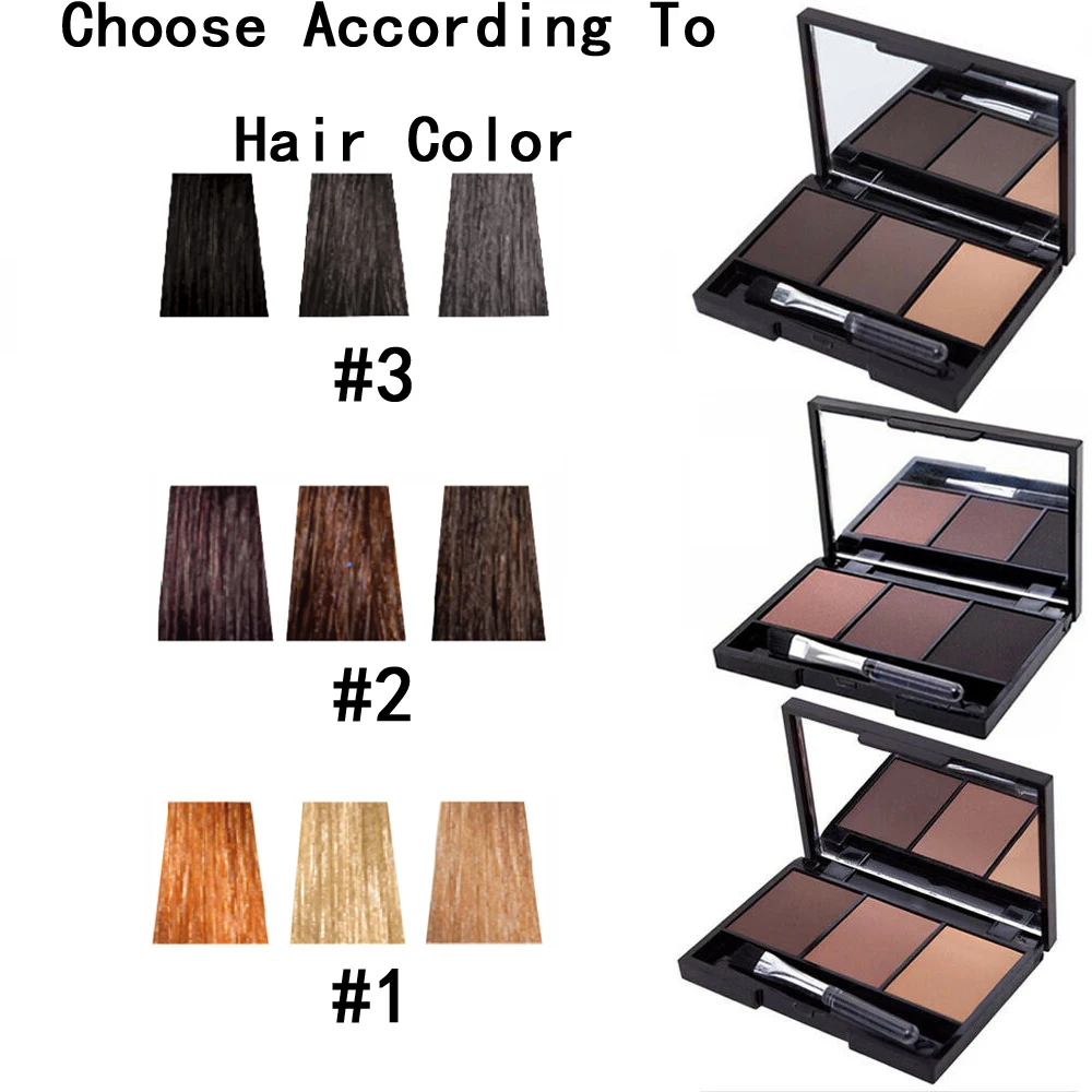 3 цвета палитра пудры для бровей косметический усилитель водостойкие тени