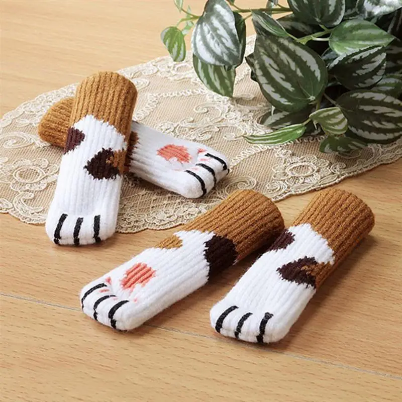 

16PCS Chair Leg Cover Knitted Lovely Cat Furniture Socks Chair Feet Cover Chair Leg Protector Furniture Glides