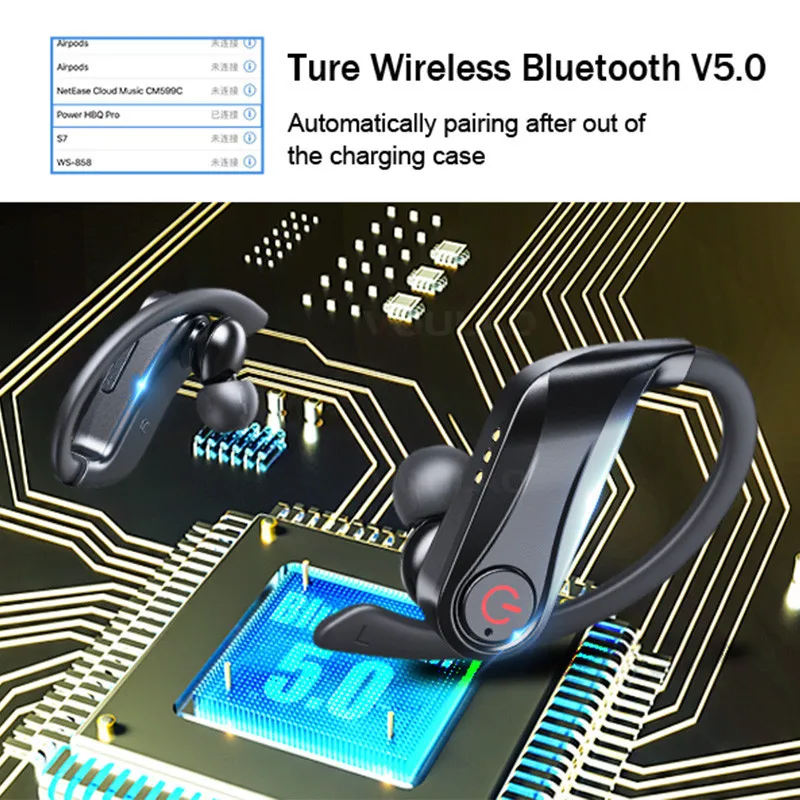 Bluetooth 5,0, беспроводные наушники, спортивные, водонепроницаемые, свободные руки, наушники-вкладыши, гарнитура с микрофоном+ зарядная коробка для iPhone, Xiaomi