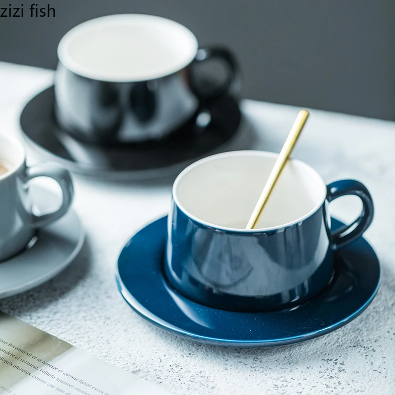 Керамическая кофейная кружка ложка набор для домашнего интерьера блюдце чашка