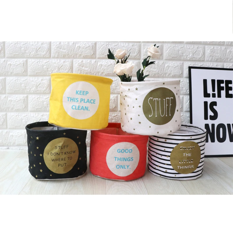 Cotton Linen Desktop Storage Basket Mini Cute Jewelry Scarf Socks Storage Bags Organizer 21X16CM