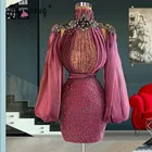 Женское Короткое платье-русалка, вечернее платье с бусинами и кристаллами, Элегантное коктейльное платье для выпускного вечера