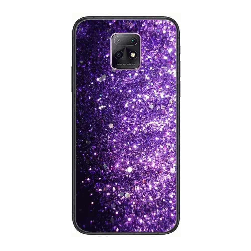 

Cover Lovely Purple Glitter Phone Case For XiaoMi Redmi 10X 9 8 7 6 5 A Pro S2 K20 T 5G Y1 Anime Black Cover Silicone Back Pre