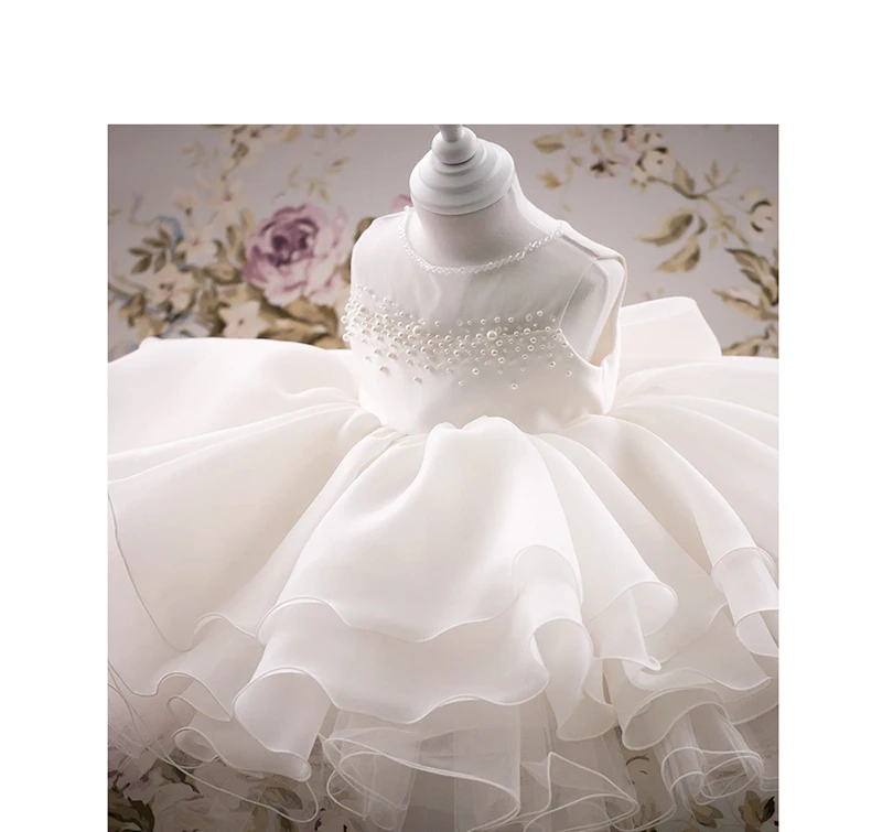 Белое кружевное платье для маленьких девочек на 1 год дня рождения вечерние