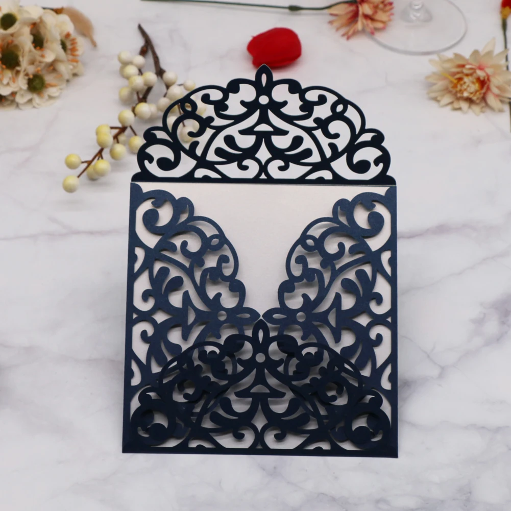 20Pcs/Lot Hollow Out Four Folded Wedding Invitations Card Blessing Greeting Birthday Party Anniversary | Дом и сад