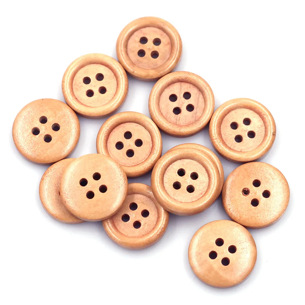 

20PCS 18/23mm Brown Round Wood Buttons 4 Holes Handmade Crafts Scrapbook Shirt Skirt Knitting Bag Gift Decor Sewing Accessories