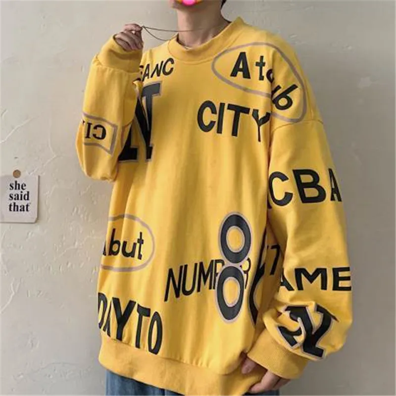 

Black Hip Hop Hoodies Casual Letter Print Sweatshirts Streetwear Women Loose Hoodie Pullover Funny Harajuku Rock Tops Males