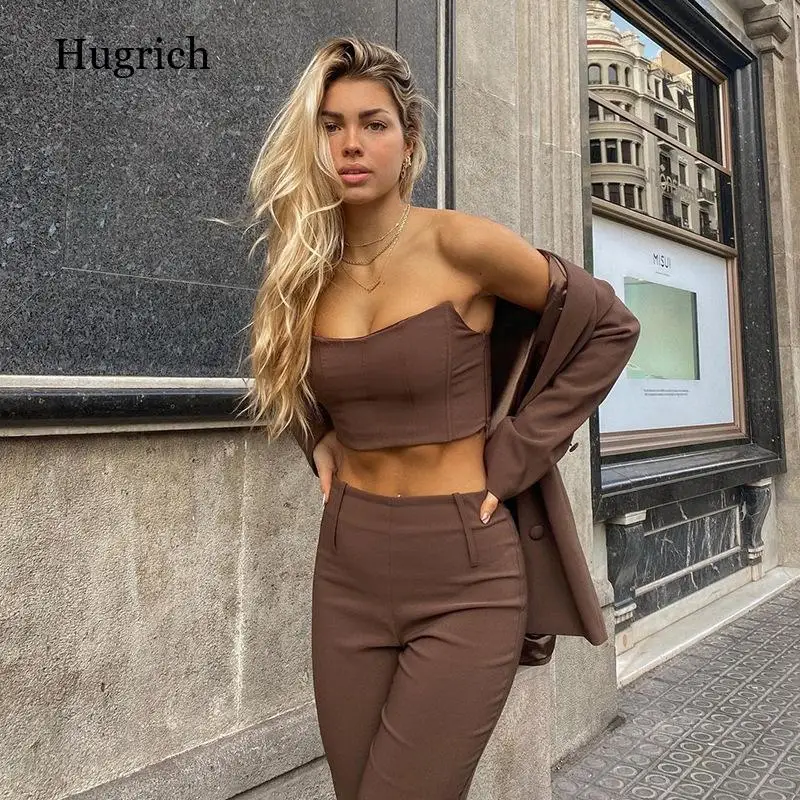

Summer Ladies Suit Korean Fashion Sexy Wrapped Chest One-shoulder Slim Straight Pants Set 2-Piece Set