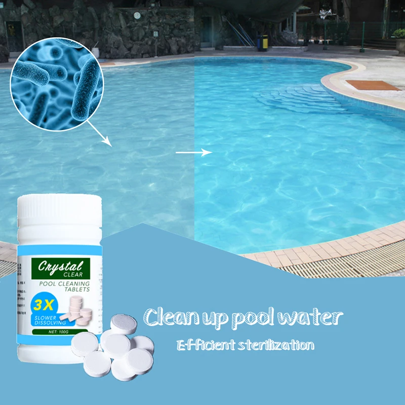 1 Bottle 100g Swimming Pool Cleaning Tablet Effervescent Disinfectant Chlorine Tablets Cleaner Tub Purifier Against Bacteria | Мать и
