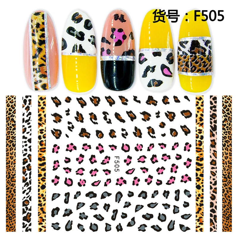 

10PCS The Most Beautiful Animal Skin Pattern Leopard Snake Pattern Tiger Pattern Flower Nail Sticker Nail Slider Decoration