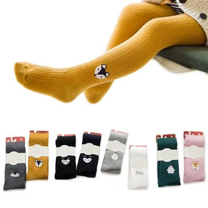 Колготки для девочек, хлопковые разноцветные осенне-зимние детские колготки для девочек