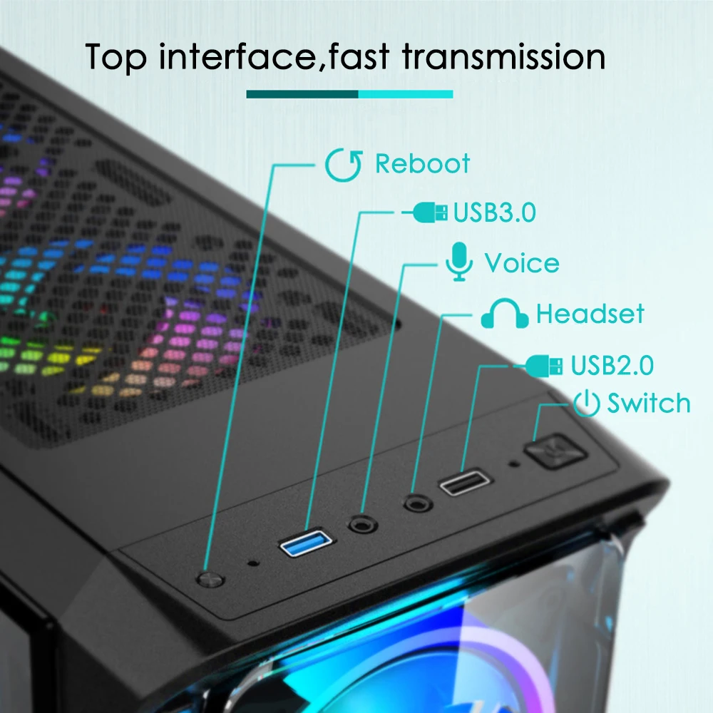 Чехол-накладка IXUR Dazzle ATX прозрачный с акриловой панелью встроенный USB3.0 |
