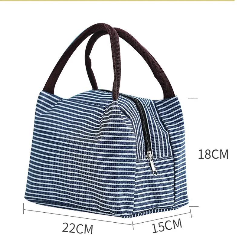 Женская Портативная сумка-холодильник в полоску для отдыха Термосумка еды