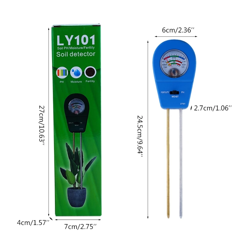

K1KA Gardening Tool Kits for Plants Care Soil PH Meter Three-in-one Soil Moisture/ Fertility/ PH Tester Promote Plants Growth