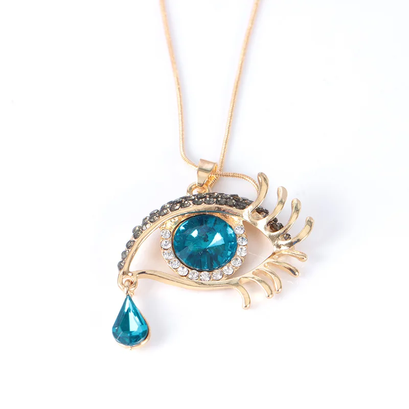 Мода сплав микро вставка Циркон длинный свитер цепи волшебный глаз красочные