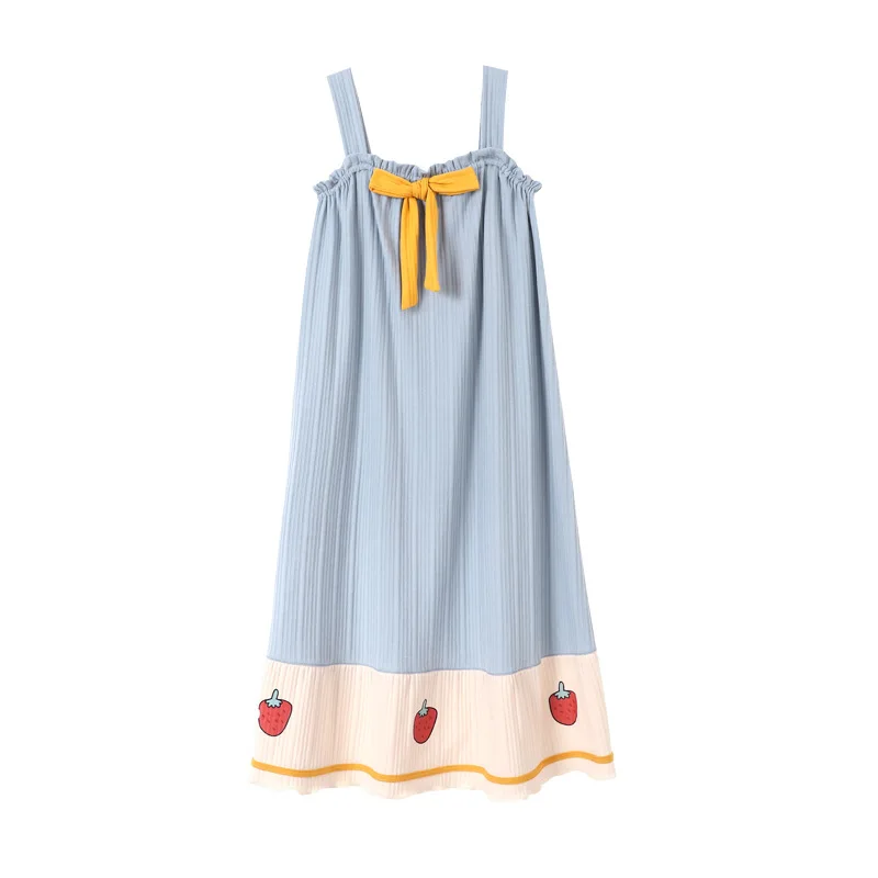 

Fashion Women Sling Nightdress Summer Cotton Sleepwear New Cute Sexy Dress Pajamas Female Home Clothes Plaid Homewear Nightgown