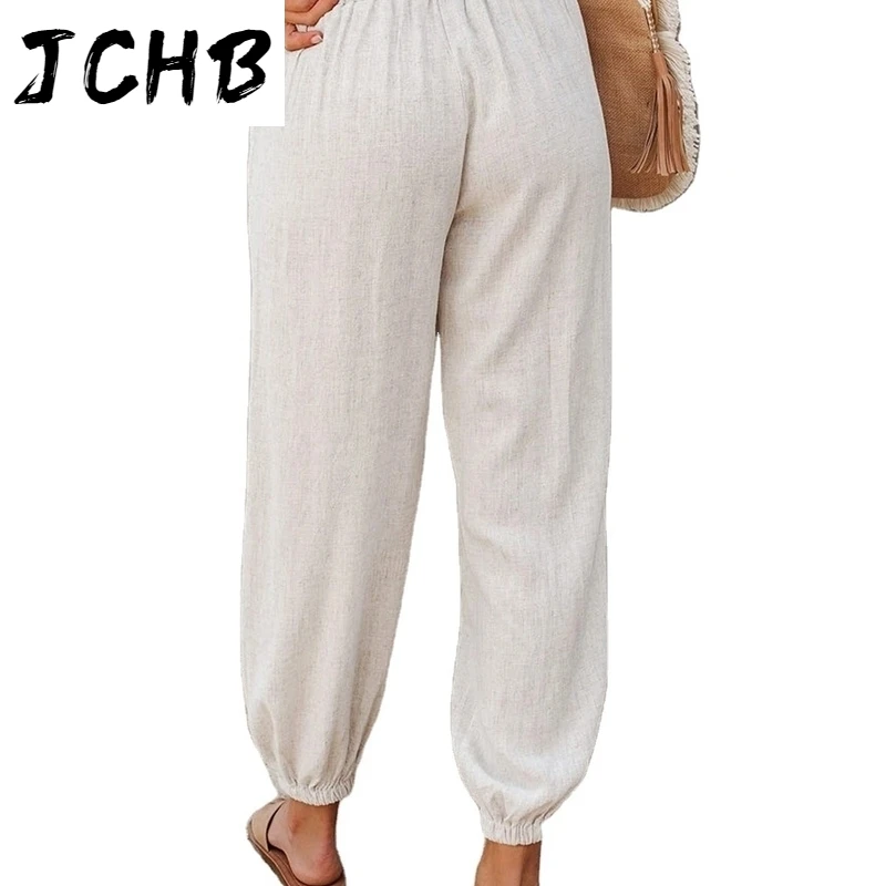 

Baggy Women Gray Sports Pants Spring Summer Pencil Joggers Plus Size Elastic High Waist Pocket Pants Streetwear Casual Trousers