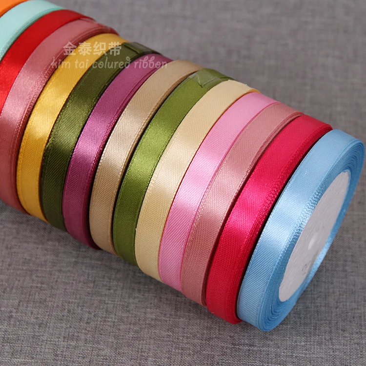 10mm Satin Ribbon DIY Sewing Handmade Crafts Supplies Black White Beige Pink Red Blue Green Purple Christmas Decoration Tape |