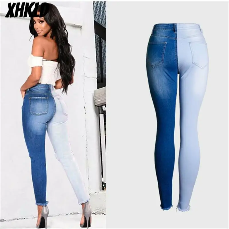 Модная уличная одежда 2018 новые ультраэластичные рваные джинсы с бахромой