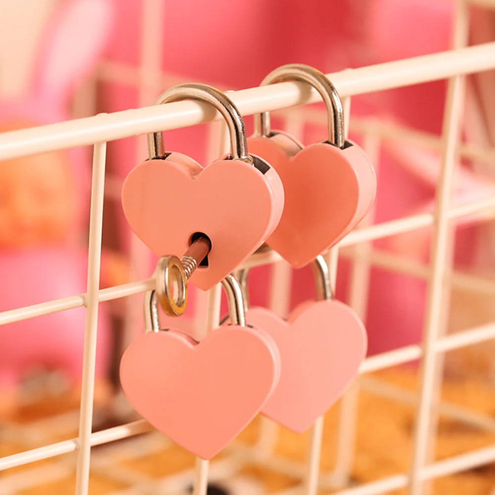 

Antique Style Beatiful Heart Shape Padlock Vintage Lock Pink Romantic Lovely Diary Padlocks Key Lock with Key