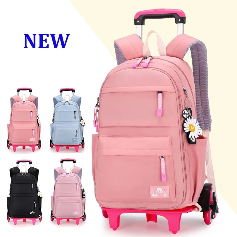 2021 Student School bag Rolling Backpack kids Trolley bag girl school backpack Multifunctional child waterproof backpack wheels