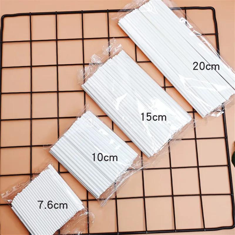 100 шт./лот пищевые однотонные Белые Палочки с присосками для шоколада торта