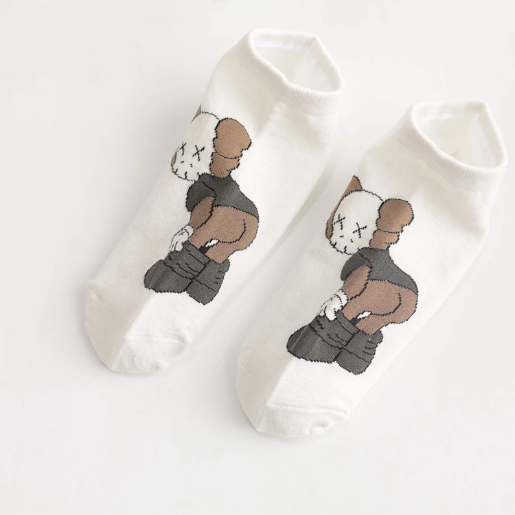 

5 Pairs Cartoon Ankle Socks Set White Kawaii Women Sock Low Cut Cute Sport Harajuku Elasticity Ladies Cotton Funny Short Sox